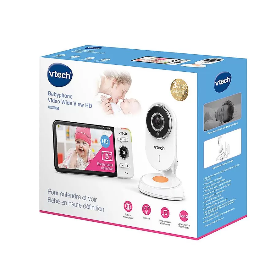 Babyphones-Safe And Sound Babyphone Video Wide View Hd - Bm818 - (Ecran 5 Ultra Plat Hd - Veilleuse)