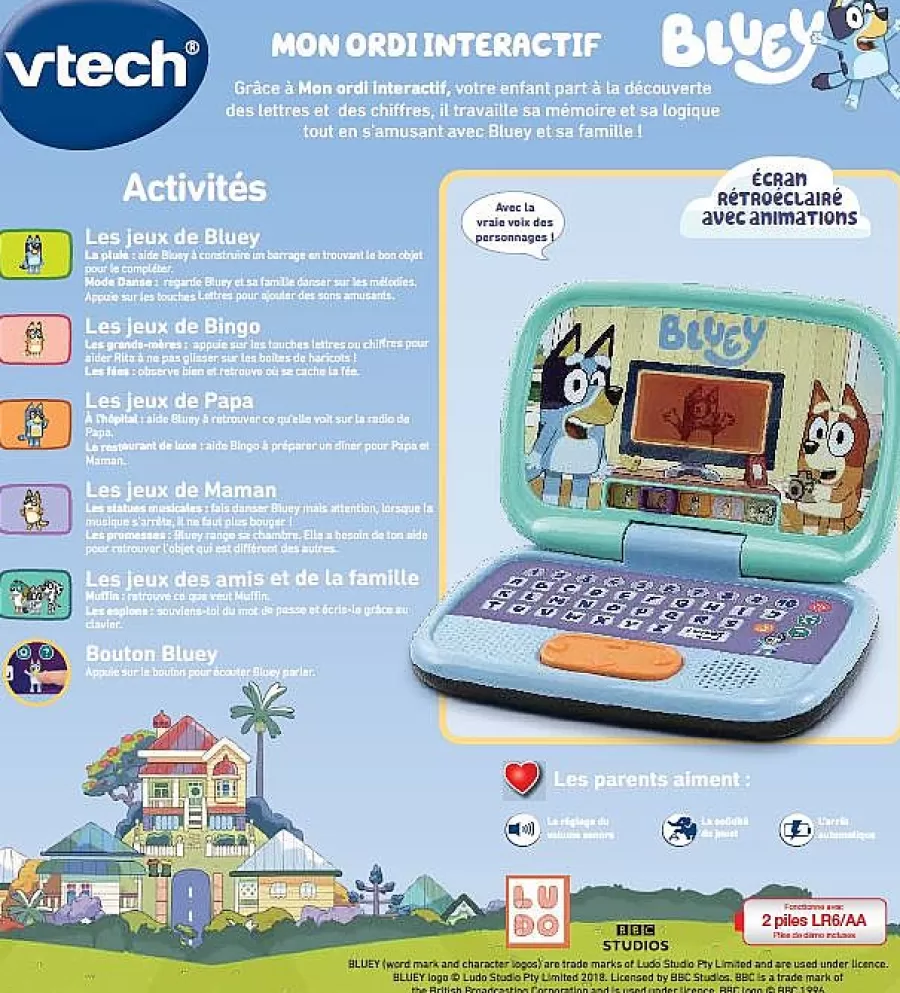 Pat'Patrouille, Peppa Pig, Bluey-VTech Bluey - Mon Ordi Interactif