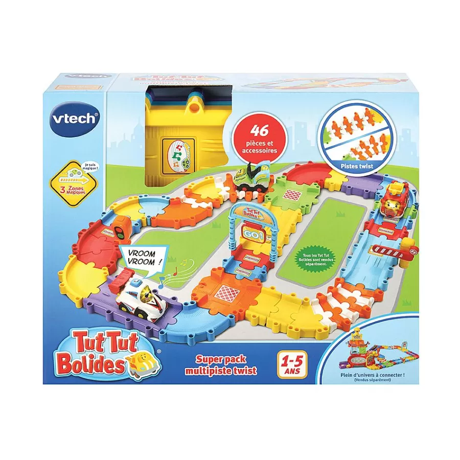 Voitures Jouets Garages Et Circuits-Tut Tut Bolides Circuit Multipiste Twist De Petites Voitures -