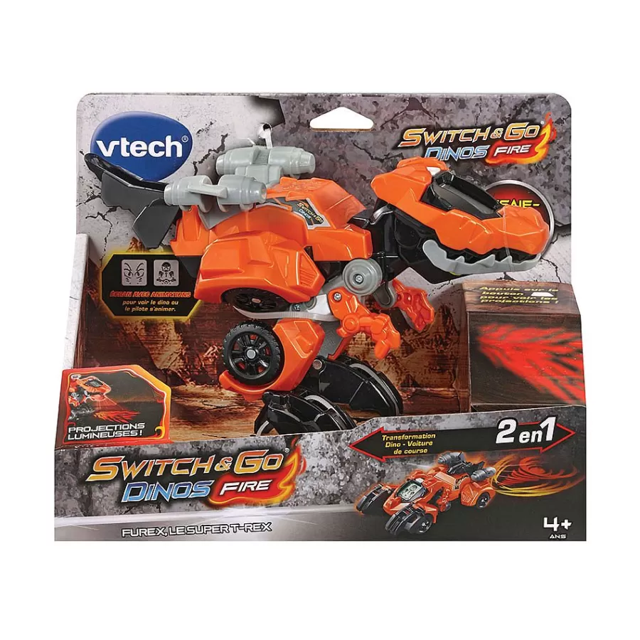 Voitures Dinos-Switch & Go Dinos Furex, Le Super T-Rex - Fire - Vehicules Interactifs