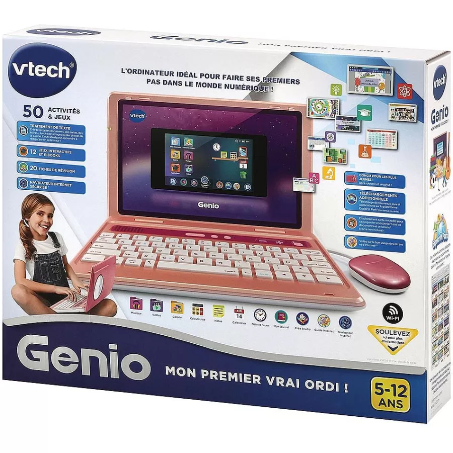 Ordinateurs Pour Enfants-VTech Genio, Mon Premier Vrai Ordi ! (Rose)