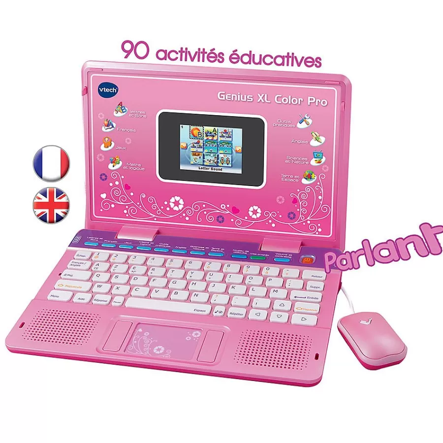 Ordinateurs Pour Enfants-VTech Genius Xl Color Pro Bilingue Rose - Ordinateur Educatif