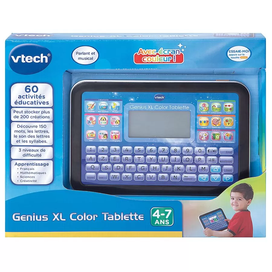 Ordinateurs, Tablettes Et Consoles-VTech Genius Xl Color Tablette Noire - Tablette Educative