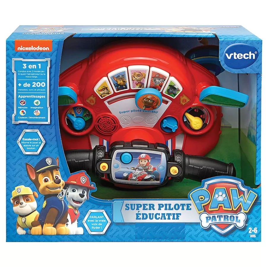 Pat'Patrouille, Peppa Pig, Bluey-VTech Jouet Pat'Patrouille Guidon Super Pilote Interactif