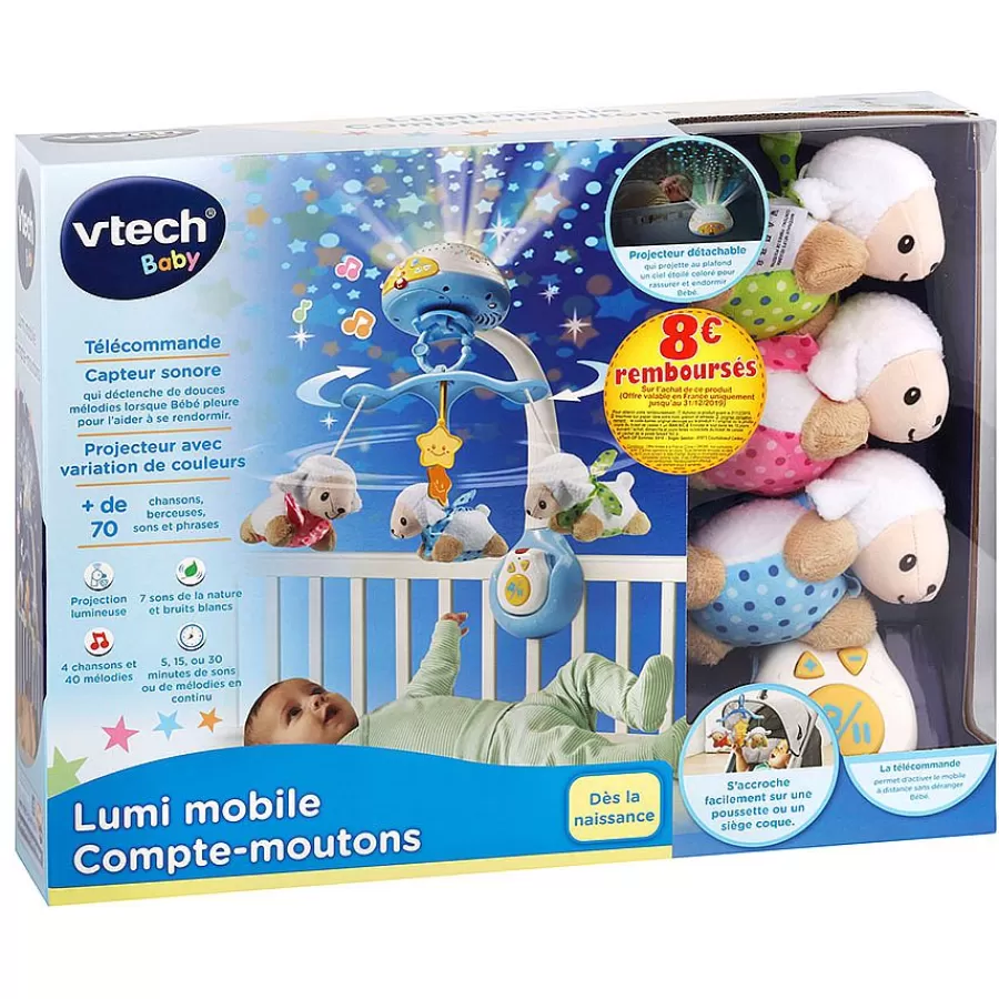 Veilleuses Et Mobiles Bebe-VTech Baby Lumi Mobile Compte-Moutons Bleu - Mobile Pour Bebe