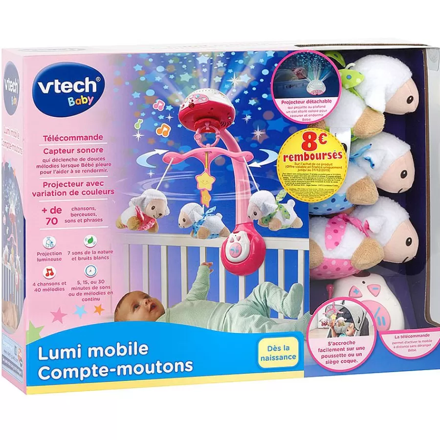 Veilleuses Et Mobiles Bebe-VTech Baby Lumi Mobile Compte-Moutons Rose - Mobile Bebe