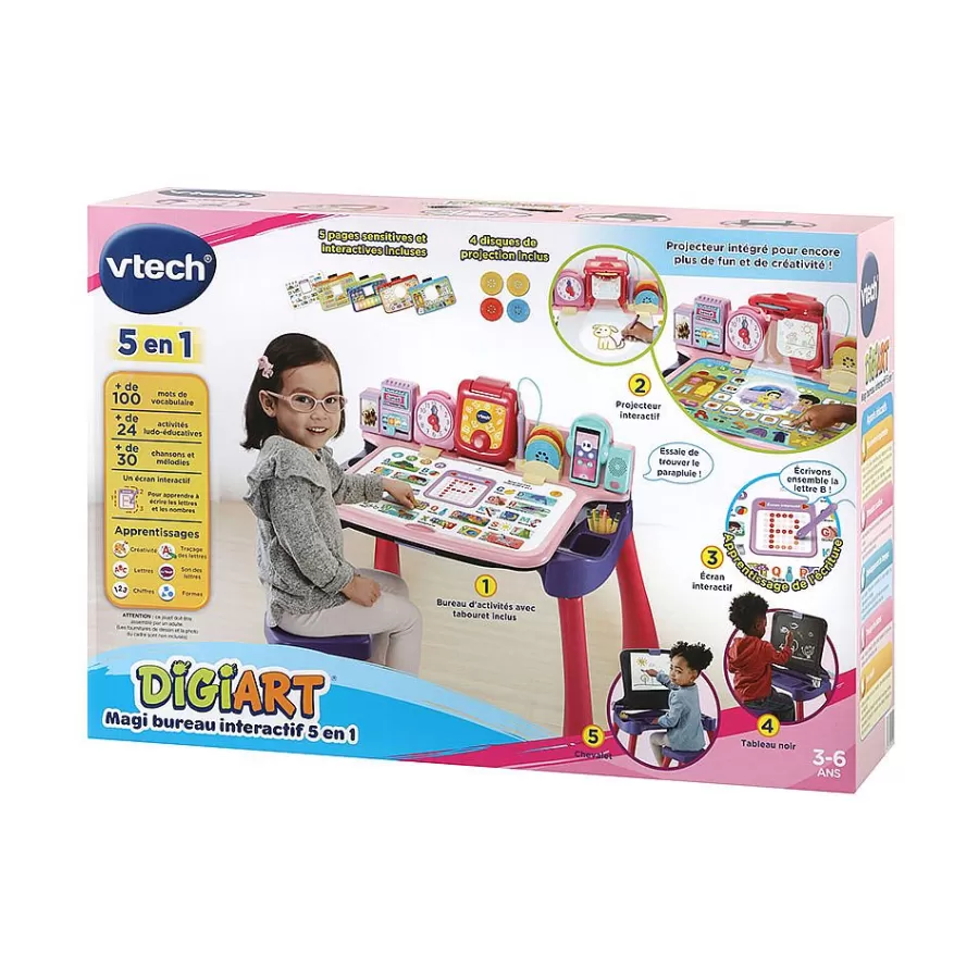 Bureaux Et Chevalets Enfant-VTech Magi Bureau Interactif 5 En 1 Rose