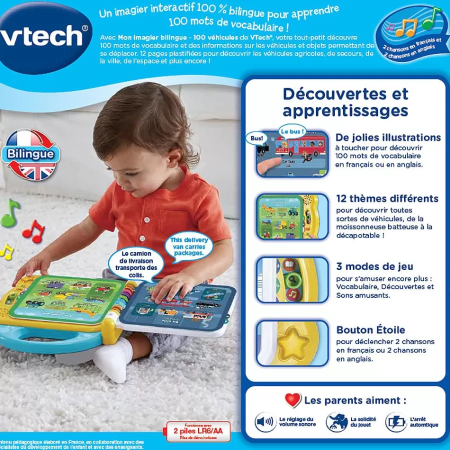 Livres Pour Bebe-VTech Baby Mon Imagier Bilingue - 100 Vehicules