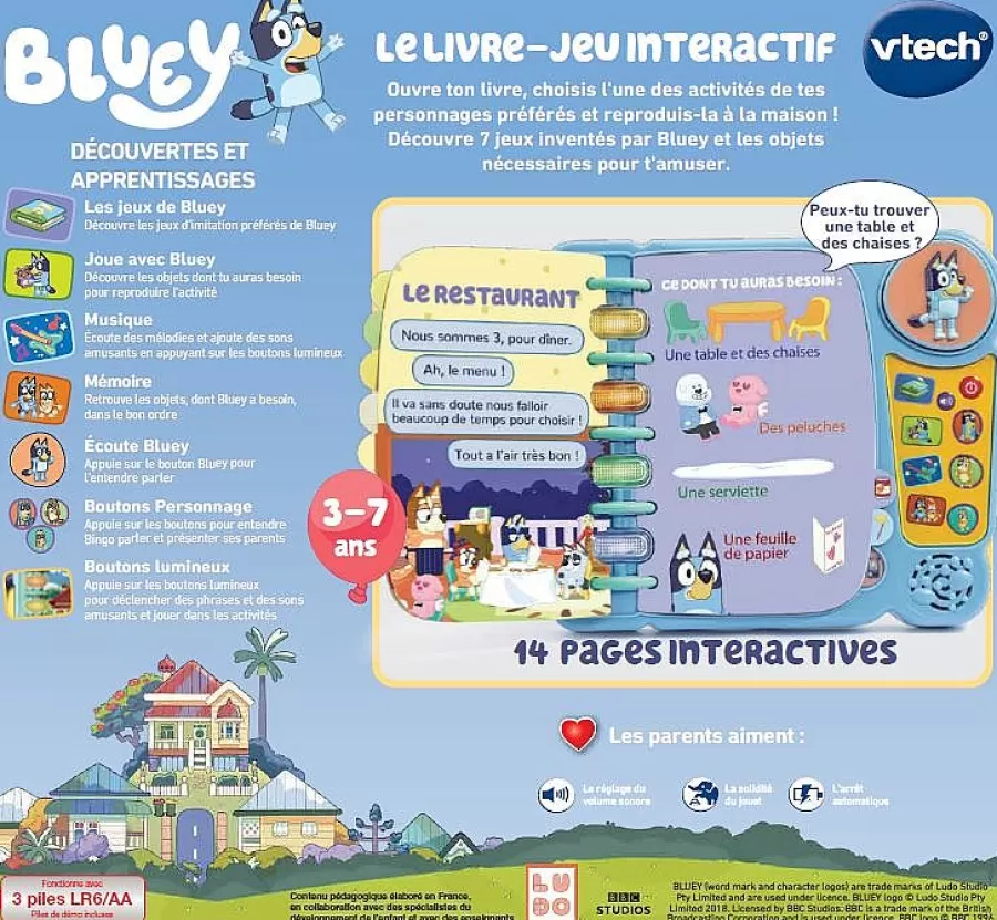 Pat'Patrouille, Peppa Pig, Bluey-VTech Mon Livre-Jeu Interactif De Bluey