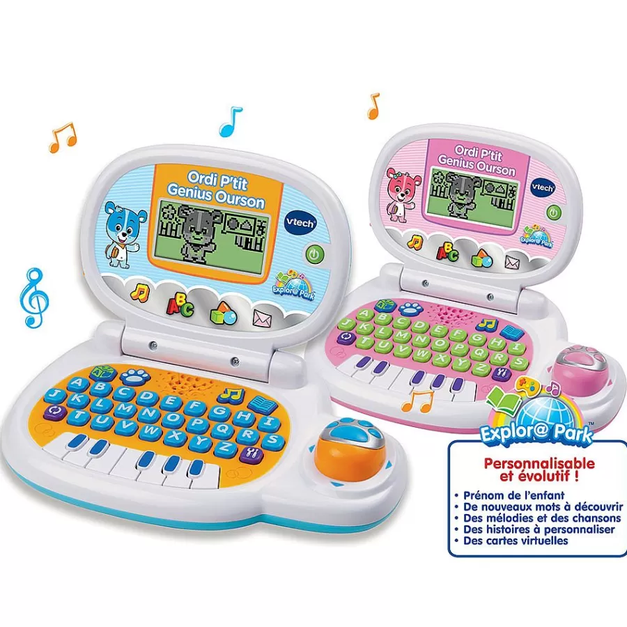 Ordinateurs, Tablettes Et Consoles-VTech Ordi P'Tit Genius Ourson Bleu - Ordinateur Educatif