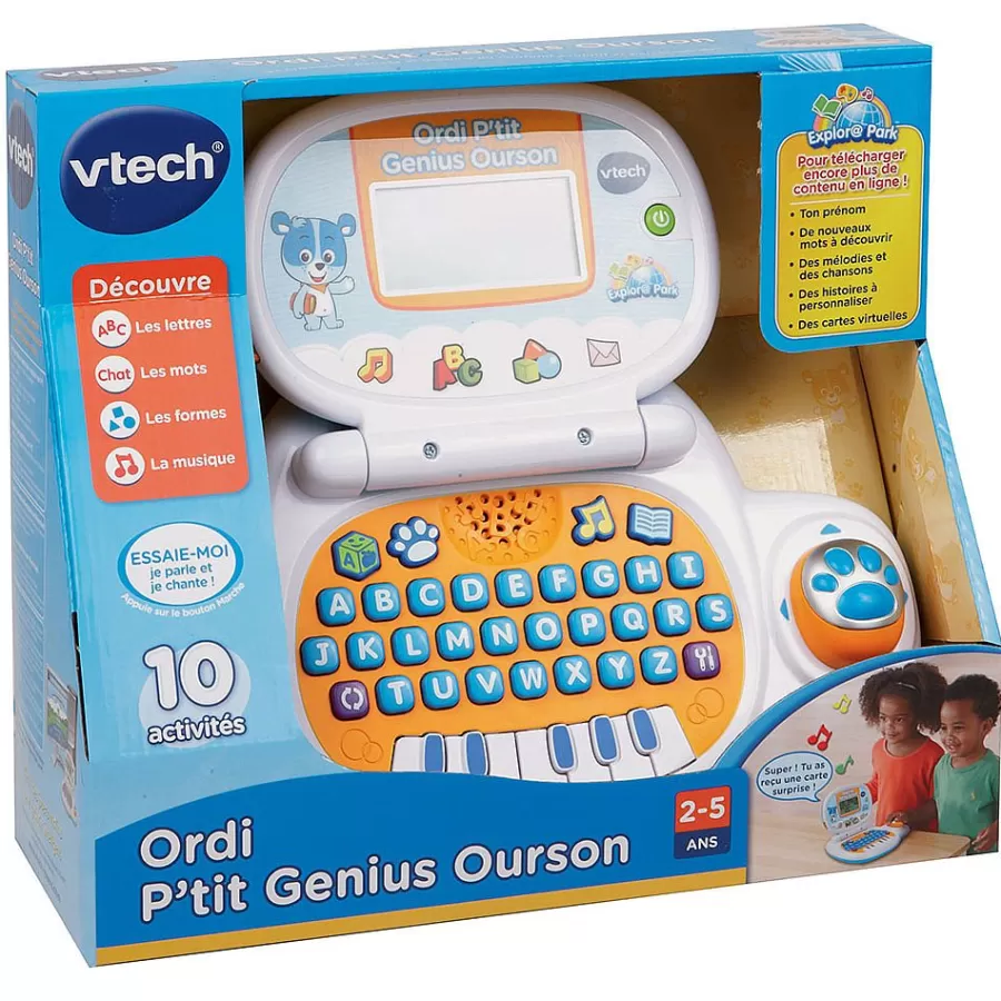 Ordinateurs, Tablettes Et Consoles-VTech Ordi P'Tit Genius Ourson Bleu - Ordinateur Educatif