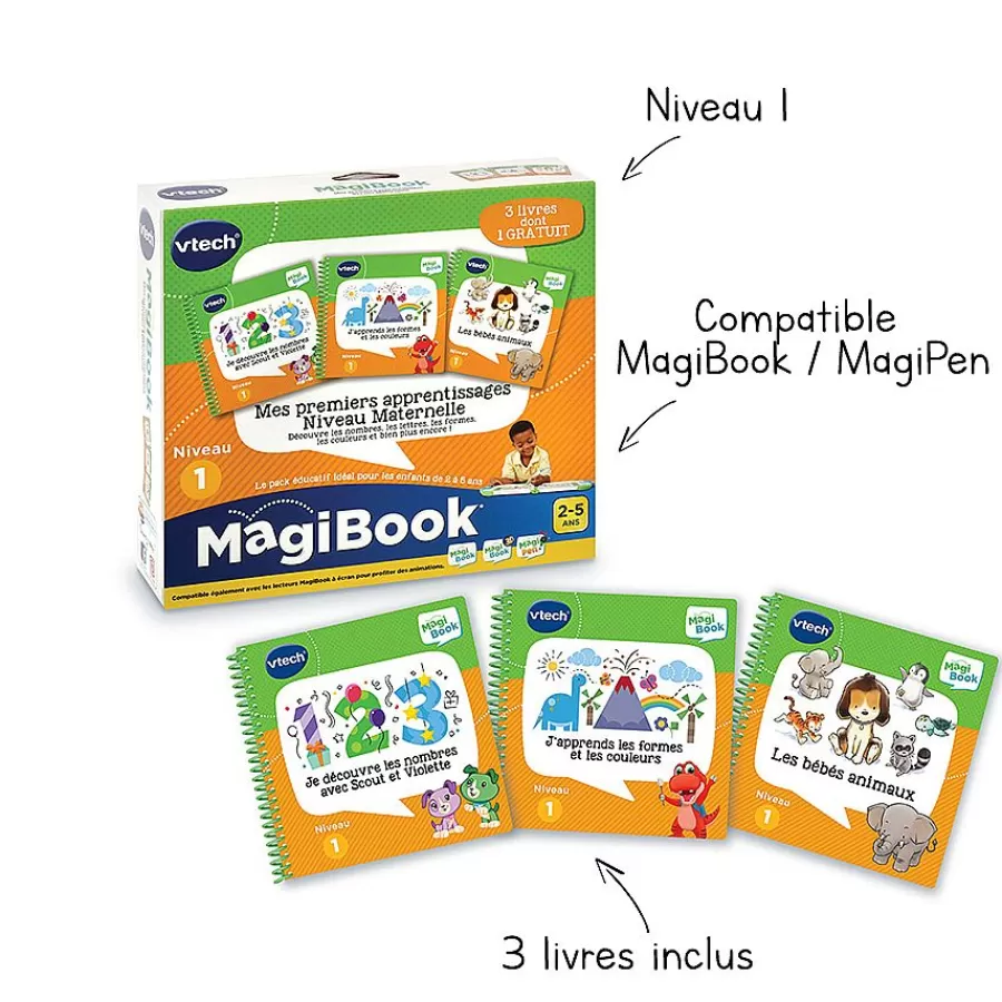 Jeux Pour Apprendre A Lire, Compter, Ecrire-Magibook Pack 3 Livres - Mes Premiers Apprentissages : Niveau Maternelle