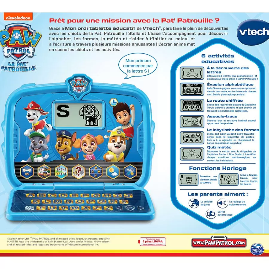 Pat'Patrouille, Peppa Pig, Bluey-VTech Pat Patrouille - Mon Ordi Tablette Educatif