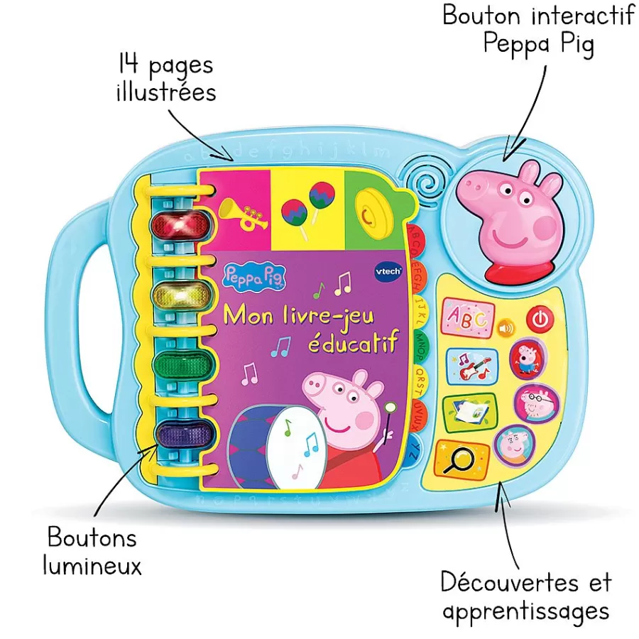 Pat'Patrouille, Peppa Pig, Bluey-VTech Peppa Pig - Mon Livre-Jeu Educatif