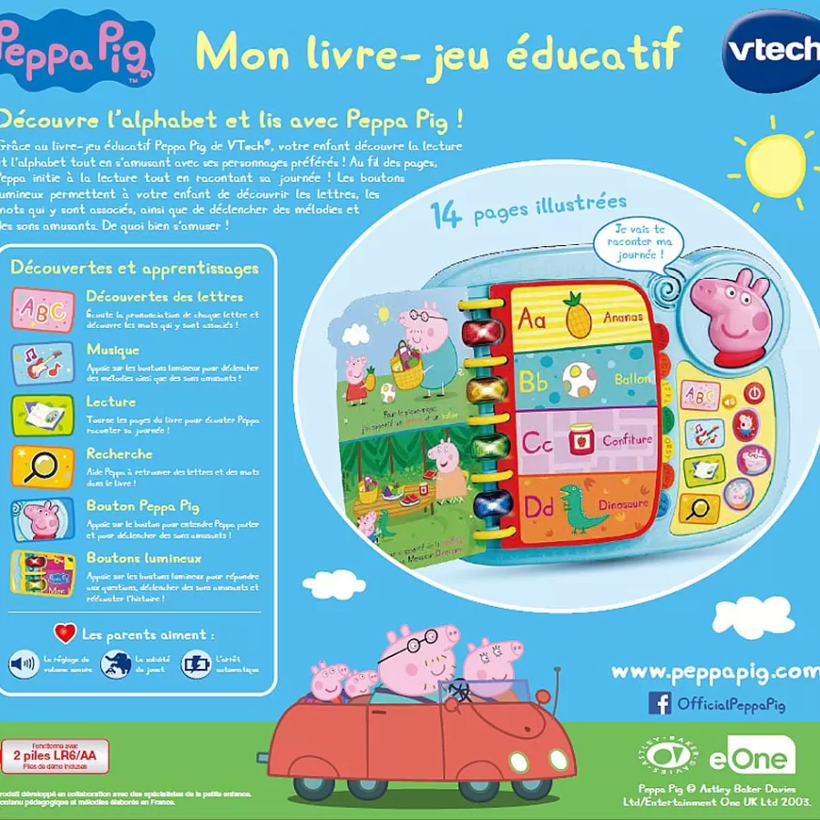 Pat'Patrouille, Peppa Pig, Bluey-VTech Peppa Pig - Mon Livre-Jeu Educatif