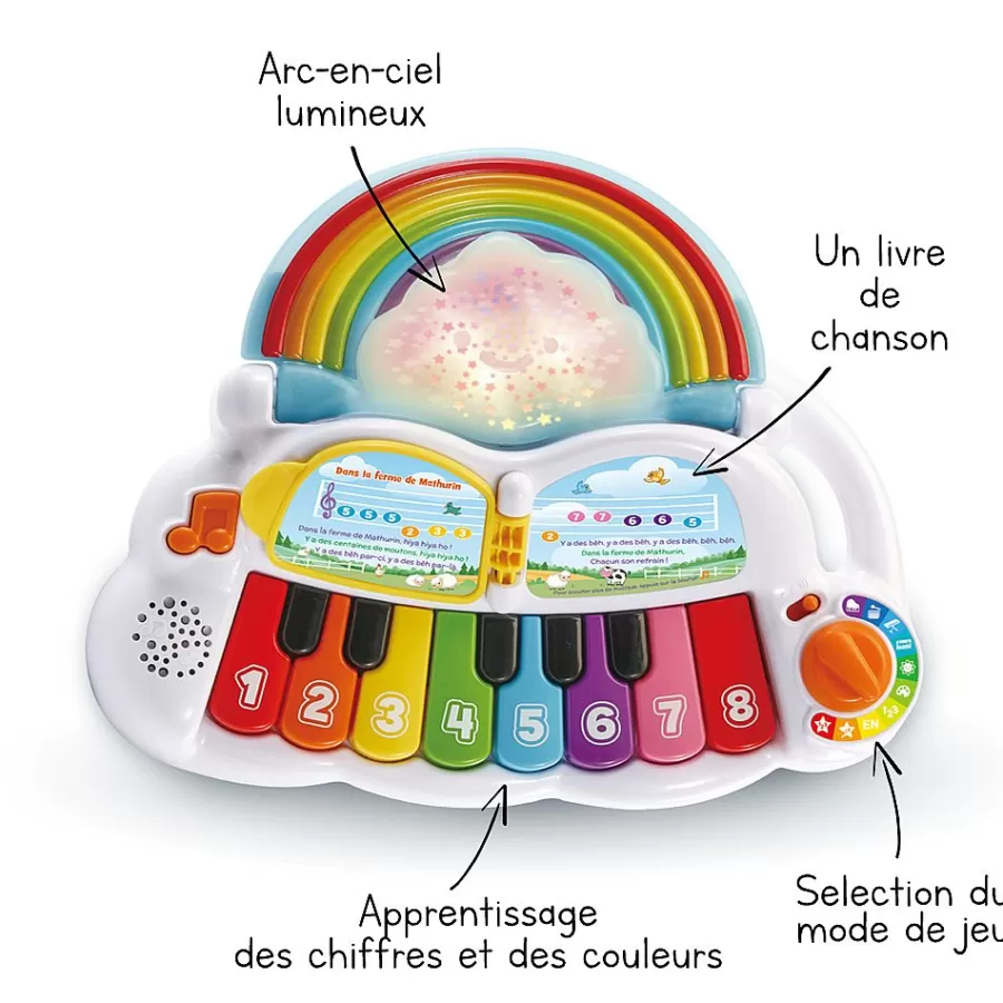 Instruments De Musique-VTech Baby Piano Arc En Ciel Lumi Magique - Piano Pour Bebe