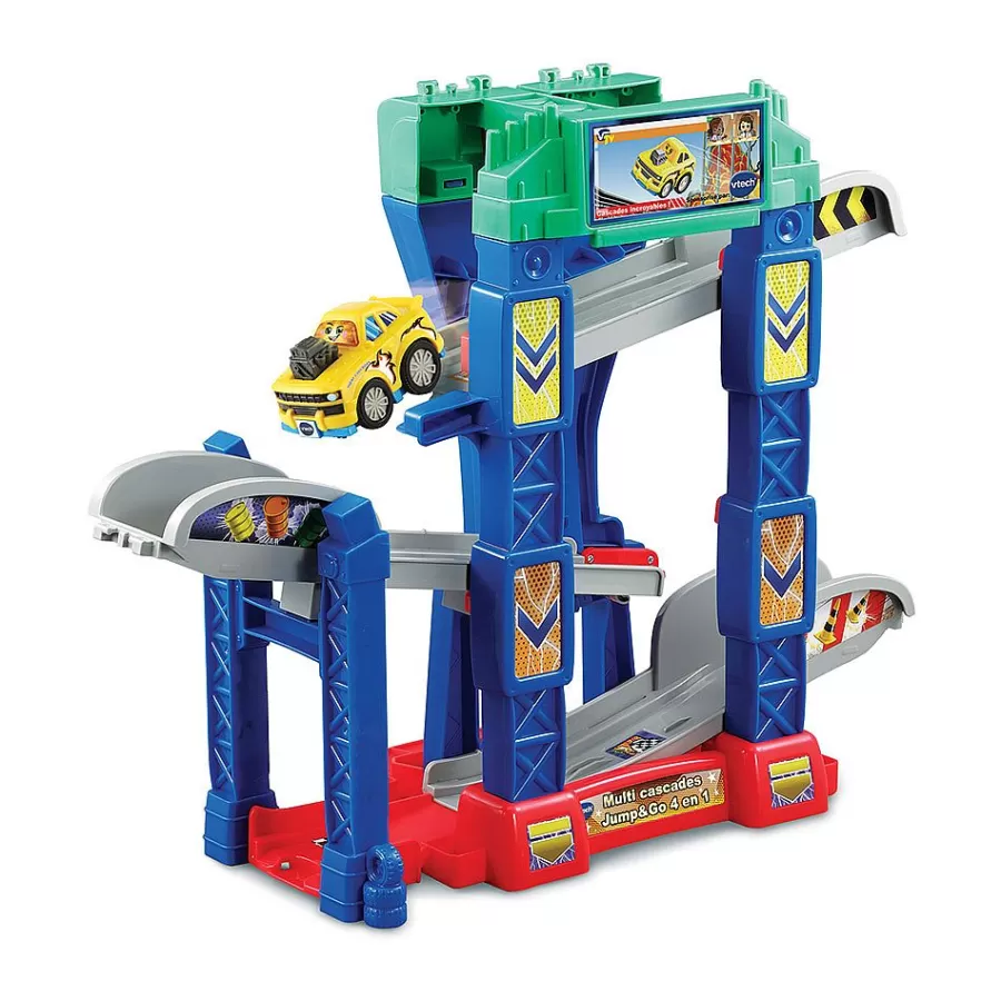 Voitures Jouets Garages Et Circuits-Tut Tut Bolides Serie Pro - Multi Cascades Jump & Go 4 En 1