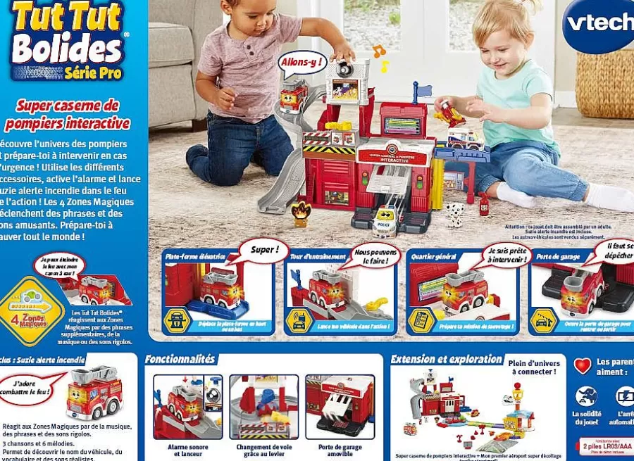 Voitures Jouets Garages Et Circuits-Tut Tut Bolides Super Caserne De Pompiers Interactive - Serie Pro