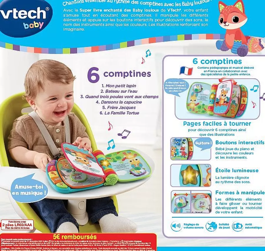 Livres Pour Bebe-VTech Baby Super Livre Enchante Des Baby Loulous Bleu - Livre Interactif