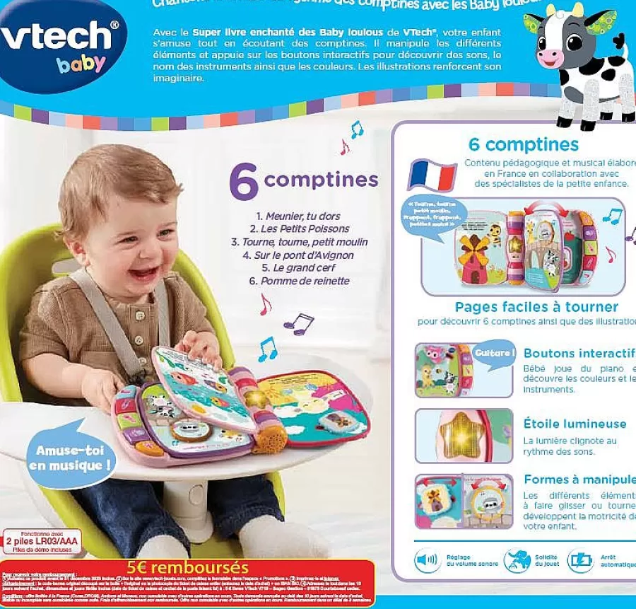 Livres Pour Bebe-VTech Baby Super Livre Enchante Des Baby Loulous Rose