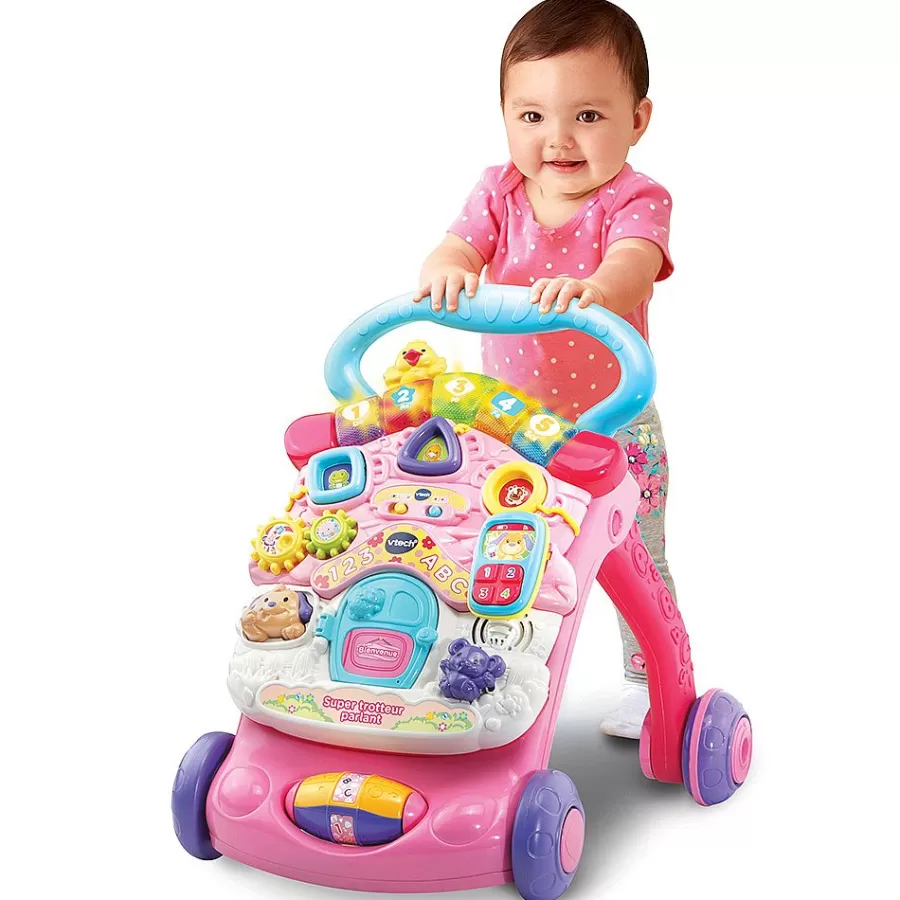 Porteurs, Trotteurs-VTech Baby Super Trotteur Parlant 2 En 1 Rose