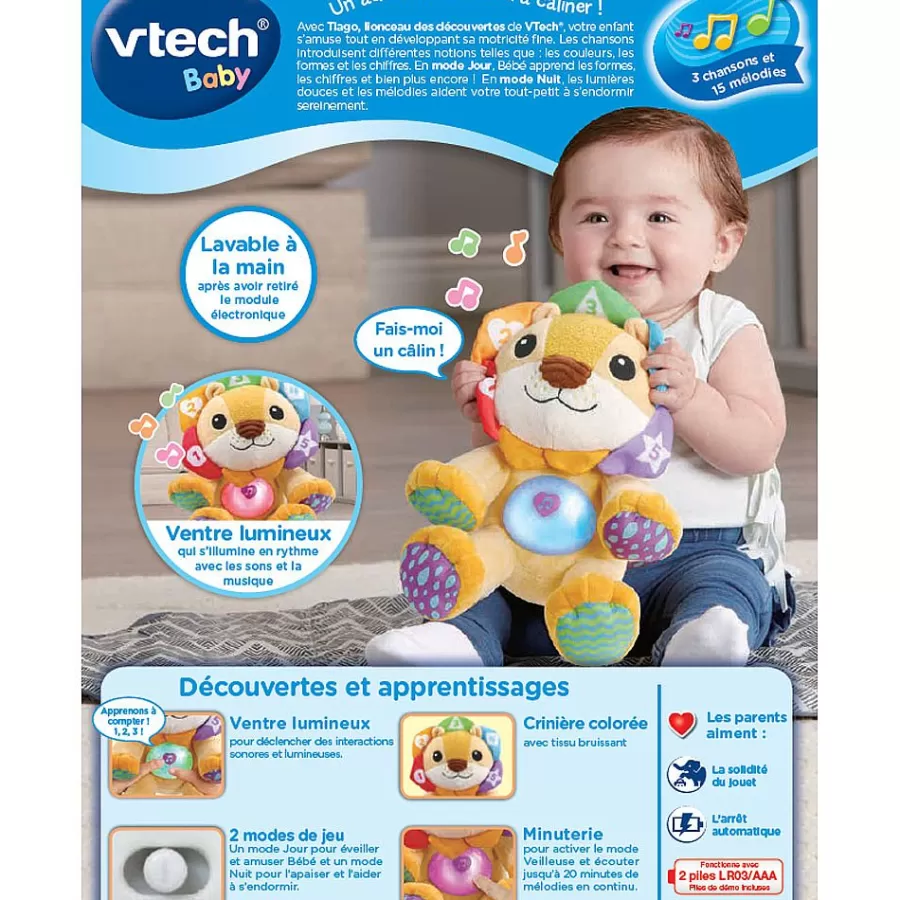 Peluches Et Doudous-VTech Baby Tiago, Lionceau Des Decouvertes - Peluche Interactive